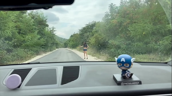 Fake police girl gets fucked hard in the woods by three strangers